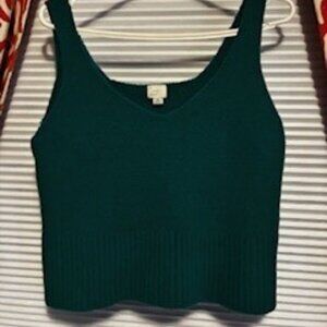 Forest Green Tank Top or Vest, Cropped, Cute on, Soft and Fuzzy, Size Medium